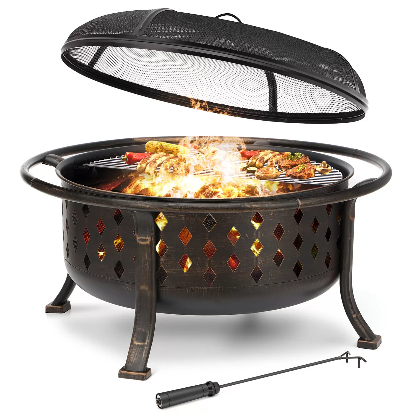 SinglyFire 36 Inch Fire Pits for Outside Large Outdoor Fire Pit
