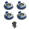 Intex 4 Pack of River Run 1 Person Floating Tubes and Single 12V Air Pump