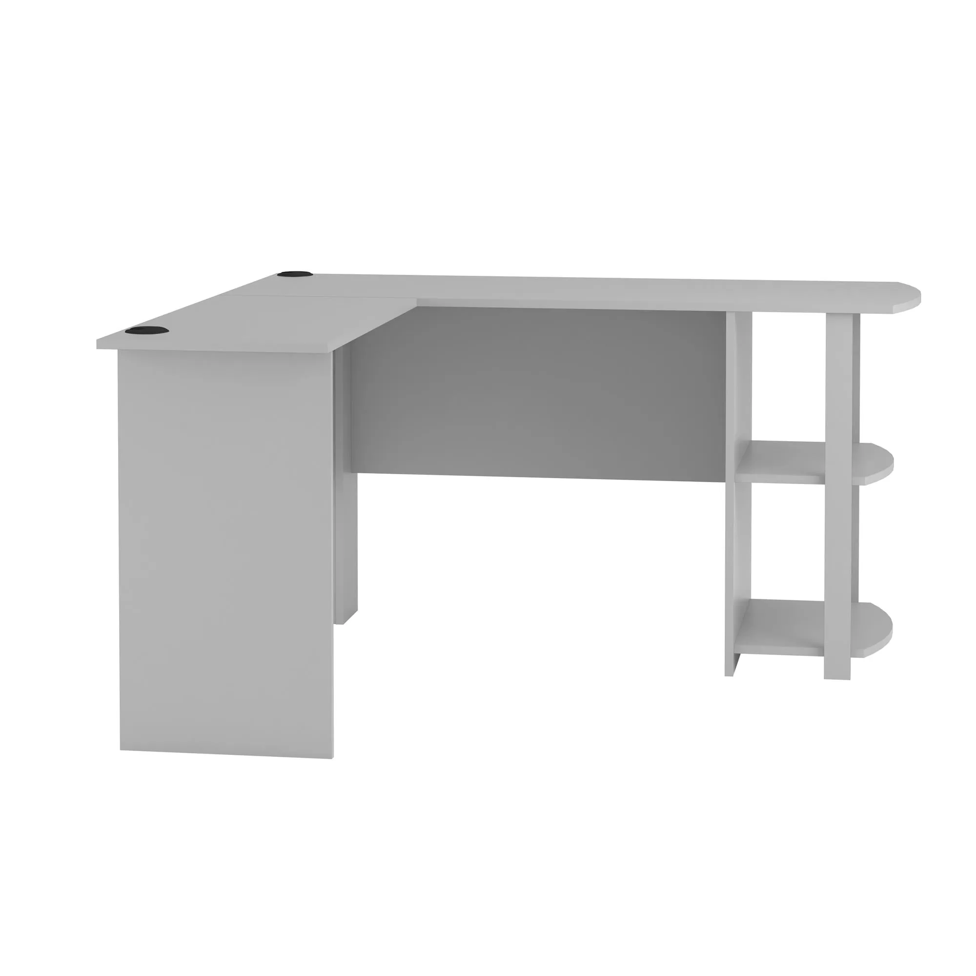 Ameriwood Home Dominic L Desk with Bookshelves, Dove Gray