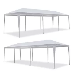 ZenSports 10x30FT Outdoor Party Tent Gazebo Wedding Canopy Tent, Heavy-Duty Steel Waterproof UV Protection White