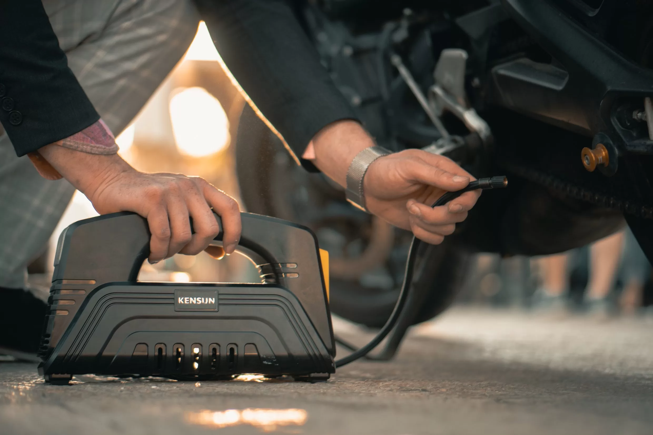 Kensun Air Compressor for Tires - Portable Tire Inflator Air Pump for Car - Electric Tire Compressor for Home and Car