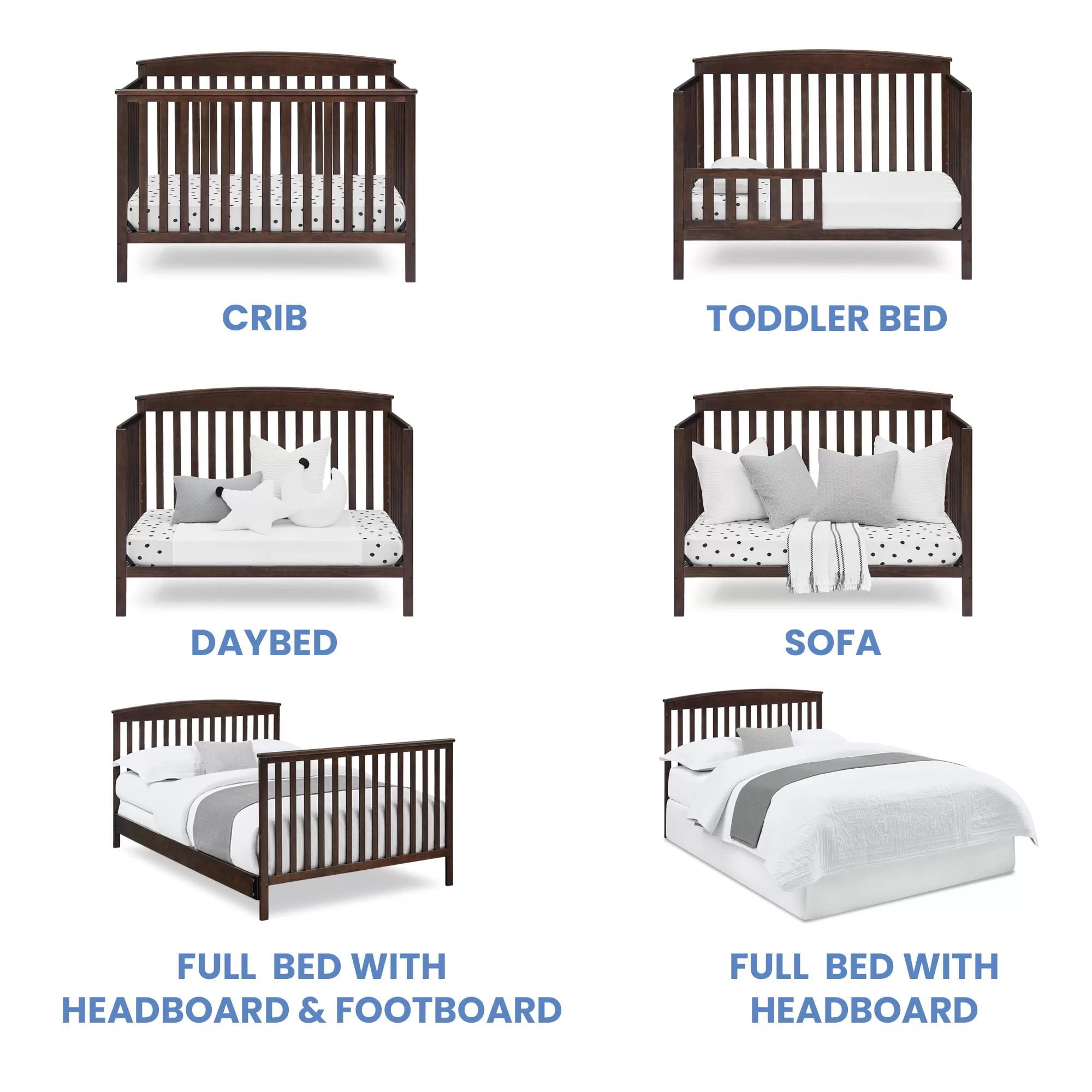 Delta Children Hanover 6-in-1 Convertible Baby Crib, Walnut Espresso