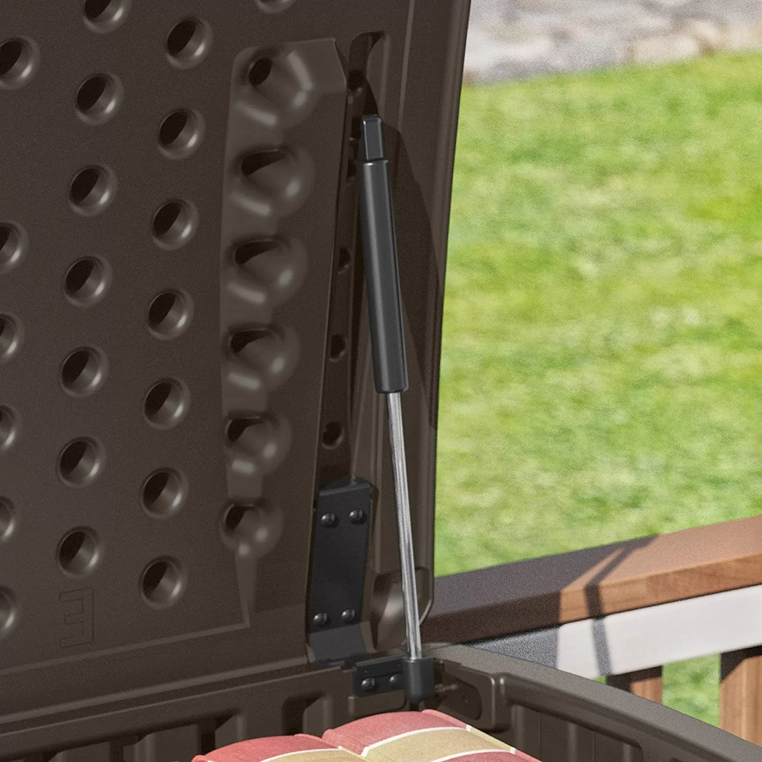 Suncast 52.75-in L x 29-in 124-Gallon Java Plastic Deck Box - Image 4