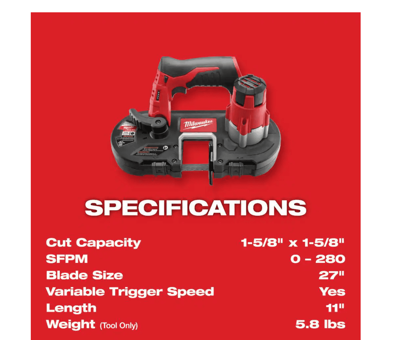 Milwaukee Band Saw 2429-21XC M12 12-Volt Lithium-Ion Cordless Sub-Compact XC Kit with One 3.0h Battery, Charger and Hard Case