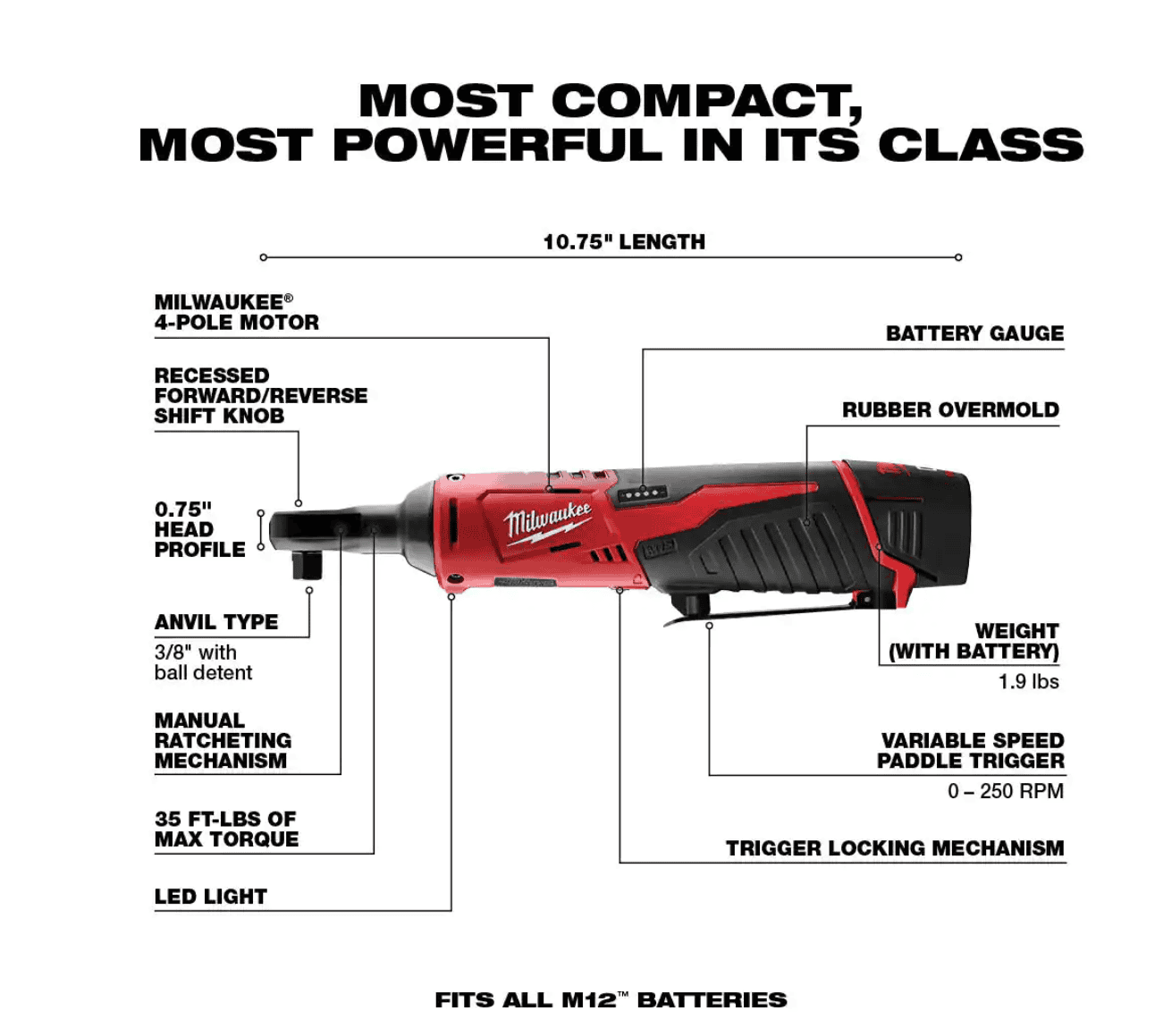 Milwaukee 2505-22-2457-20 M12 FUEL 12V Lithium-Ion Brushless Cordless 4-in-1