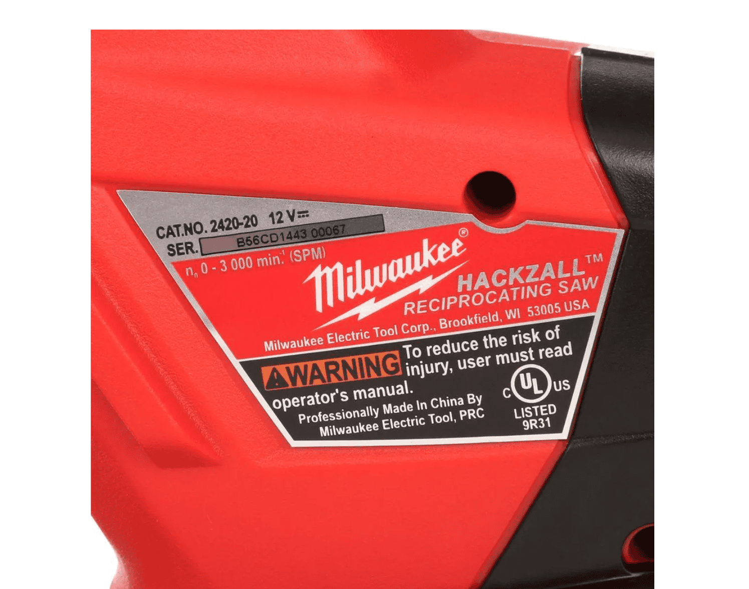 Milwaukee 2420-20-48-11-2440 M12 12V Lithium-Ion HACKZALL Cordless Reciprocating Saw with 4.0 Ah M12 Battery