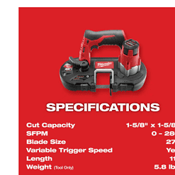 Milwaukee Band Saw 2429-20-2471-20-48-59-2420 M12 12V Lithium-Ion Cordless Sub-Compact and Copper Tubing Cutter Combo Kit