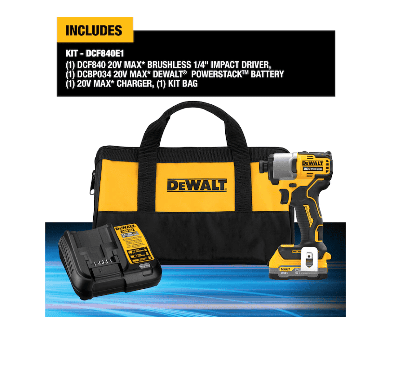 DEWALT DCF840E1 20V 1/4 in IMPACT DRIVER WITH POWERSTACK BATTERY - Image 5