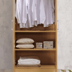 HODEDAH 2-Door Beech Armoire with Shelves