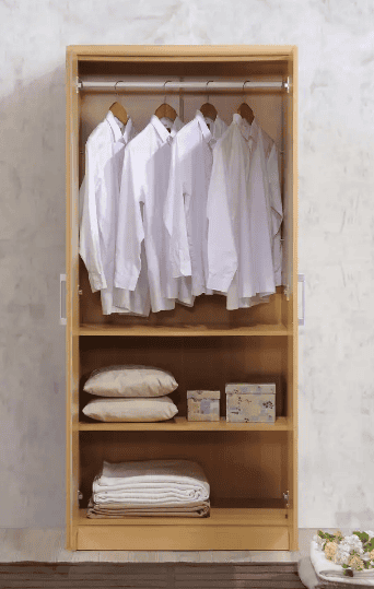 HODEDAH 2-Door Beech Armoire with Shelves
