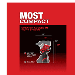 Milwaukee 2555-22 M12 FUEL 12V Lithium-Ion Brushless Cordless Stubby 1/2 in. Impact Wrench Kit with One 4.0 and One 2.0Ah Batteries