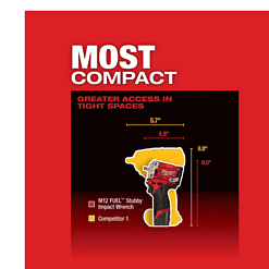 Milwaukee 2554-22-48-11-2440 M12 FUEL 12V Lithium-Ion Brushless Cordless Stubby 3/8 in. Impact Wrench Kit With M12 4.0Ah Battery