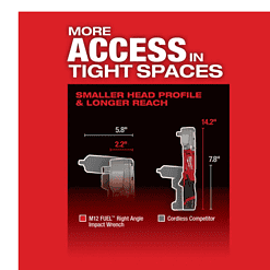 Milwaukee 2565-20 M12 FUEL 12V Lithium-Ion Brushless Cordless 1/2 in. Right Angle Impact Wrench (Tool-Only)