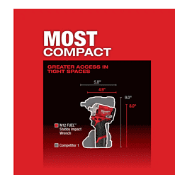 Milwaukee 2555-22-0852-20 M12 FUEL 12V Lithium-Ion Brushless Cordless Stubby 1/2 in. Impact Wrench Kit with Compact Spot Blower