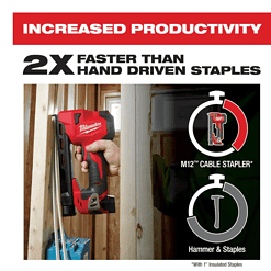 Milwaukee 2448-20 M12 12-Volt Lithium-Ion Cordless Cable Stapler (Tool-Only)