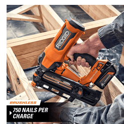 RIDGID R09894B-AC8400802P 18V Lithium-Ion Brushless Cordless 21° 3-1/2 in. Framing Nailer with 18V Compact Lithium-Ion 2.0 Ah Battery 2-Pack