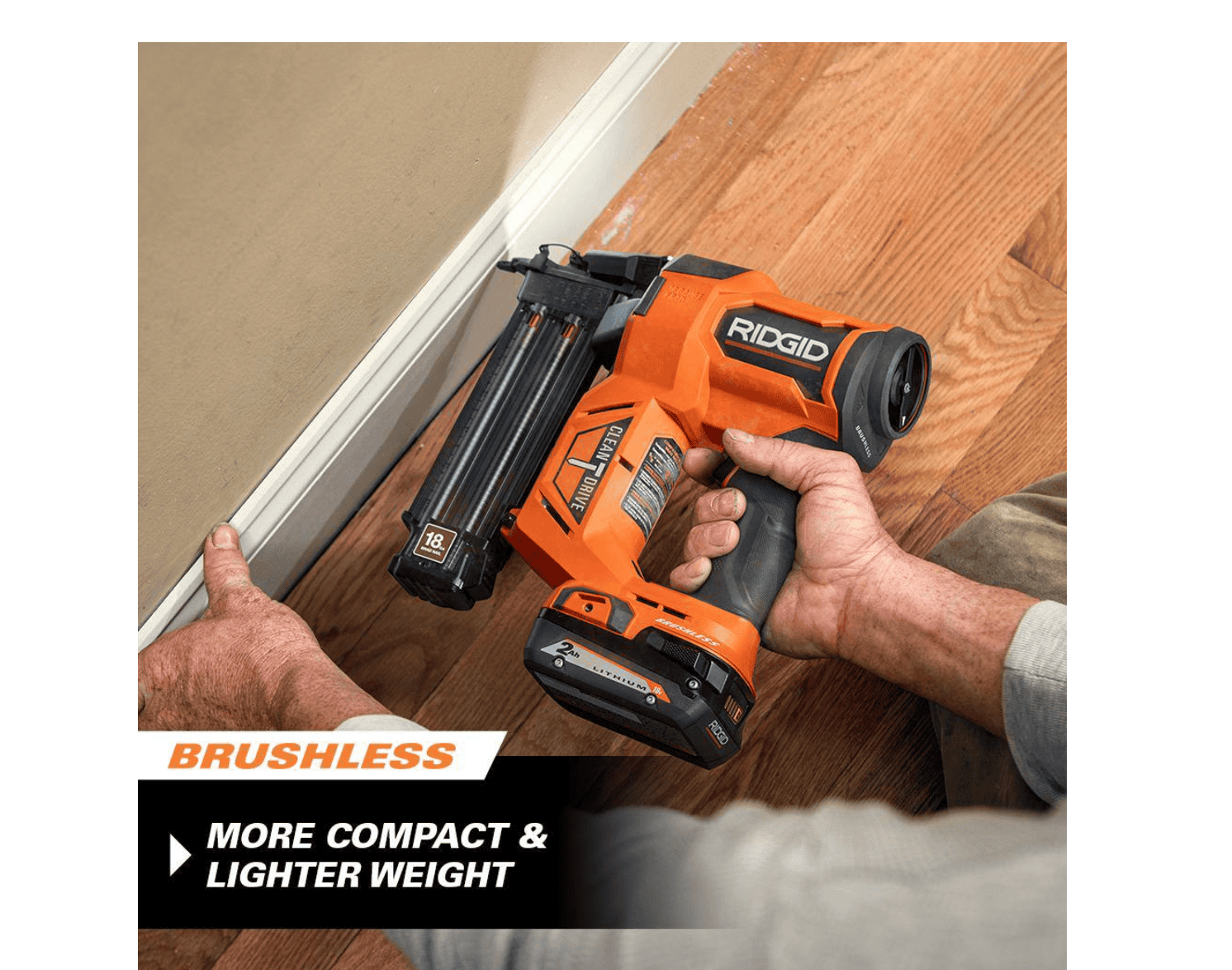 RIDGID 18V Cordless Brad Nailer with 2.0 Ah Battery and Charger