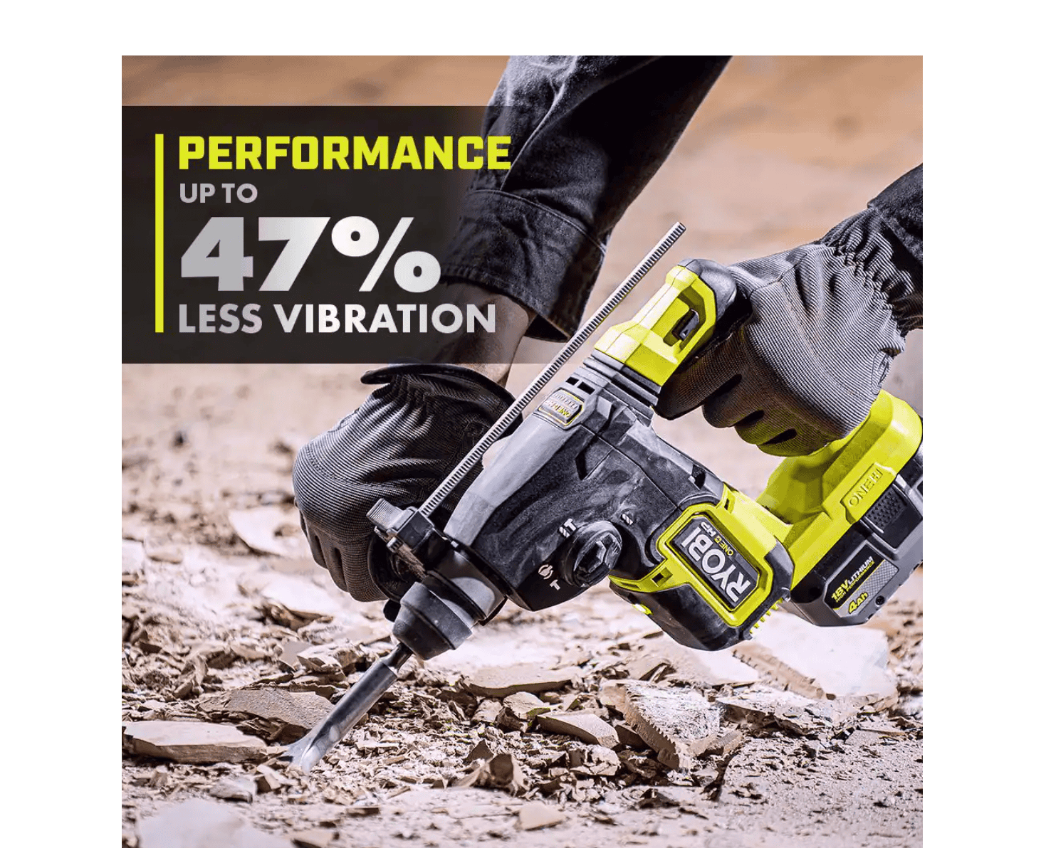 RYOBI P223K1 ONE+ HP 18V Brushless Cordless 1 in. SDS Plus Rotary Hammer Kit with (1) 4.0 Ah Battery and Charger