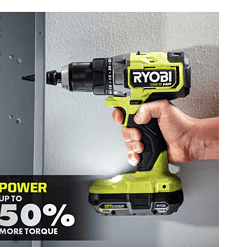 RYOBI PBLDD01K ONE+ HP 18V Brushless Cordless 1/2 in. Drill/Driver Kit with (2) 2.0 Ah HIGH PERFORMANCE Batteries, Charger, and Bag