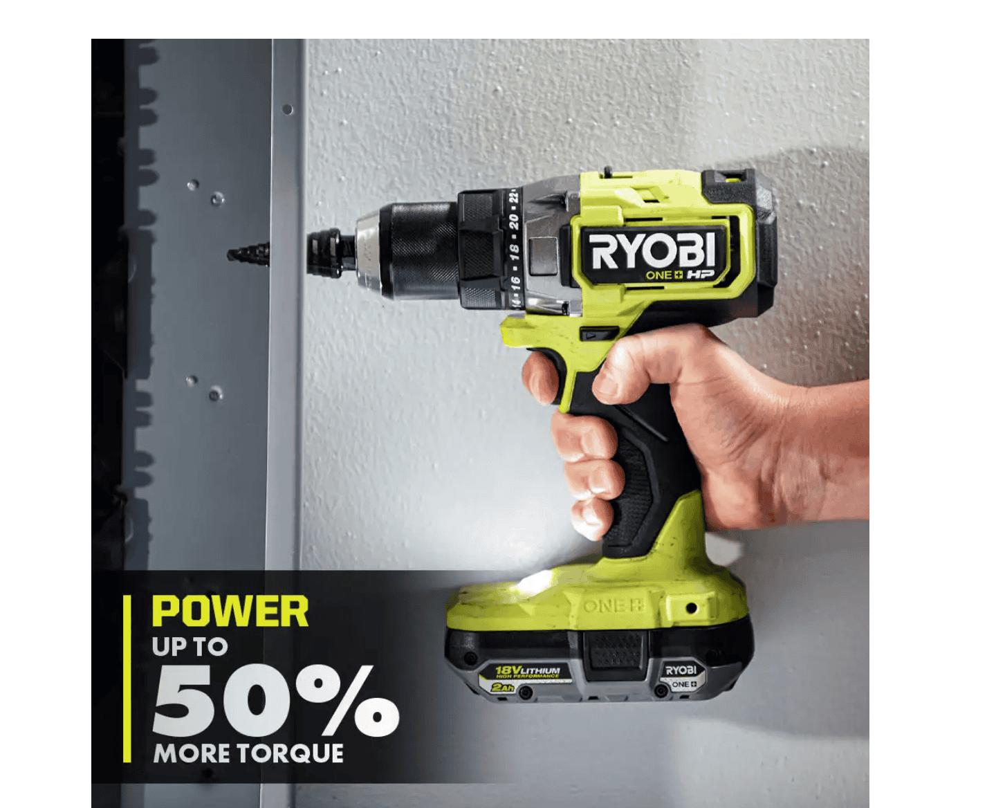 RYOBI PBLDD01K ONE+ HP 18V Brushless Cordless 1/2 in. Drill/Driver Kit with (2) 2.0 Ah HIGH PERFORMANCE Batteries, Charger, and Bag