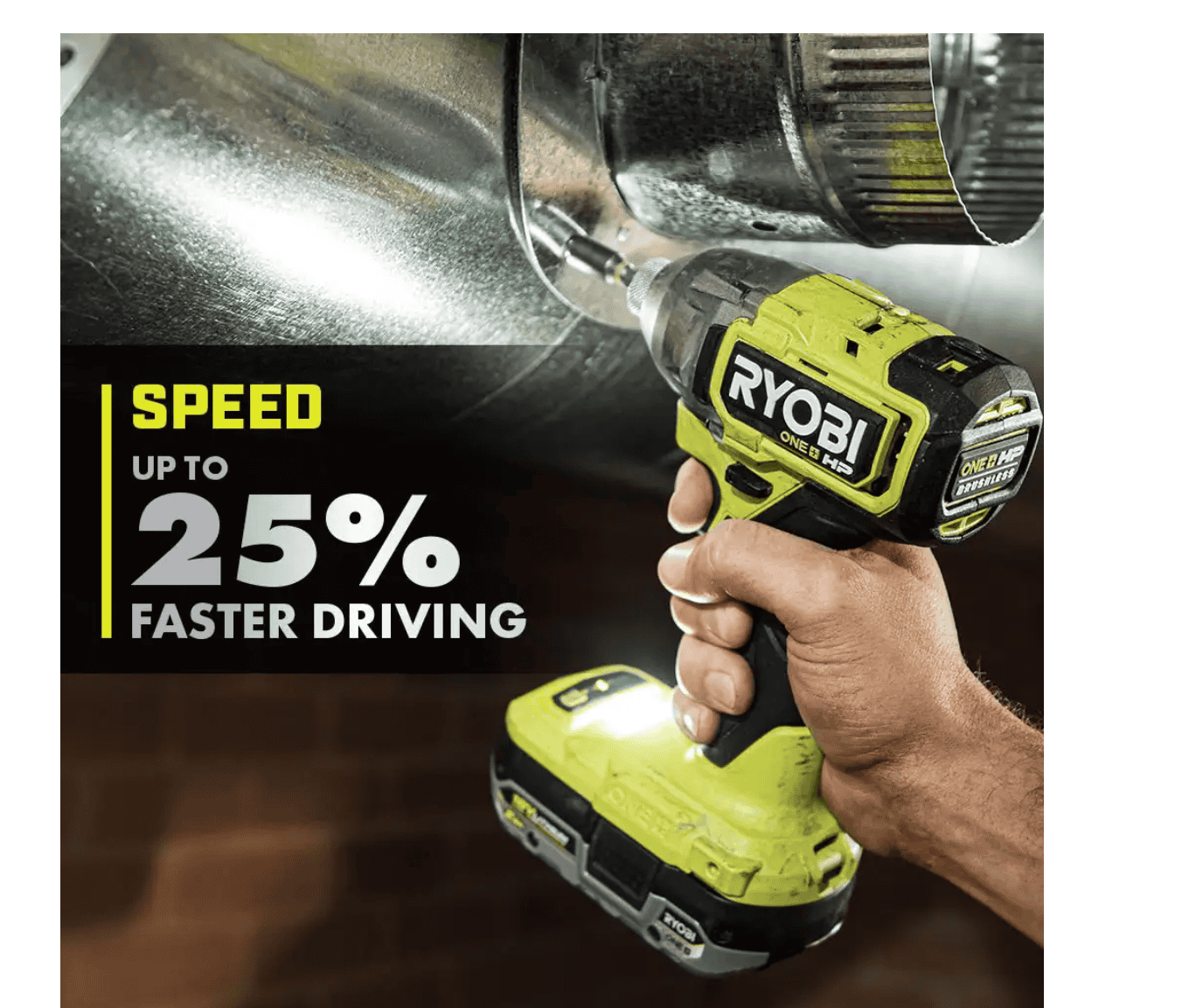 RYOBI PBLID02K ONE+ HP 18V Brushless Cordless 1/4 in. 4-Mode Impact Driver Kit w/(2) 2.0 Ah HIGH PERFORMANCE Battery, Charger, Bag