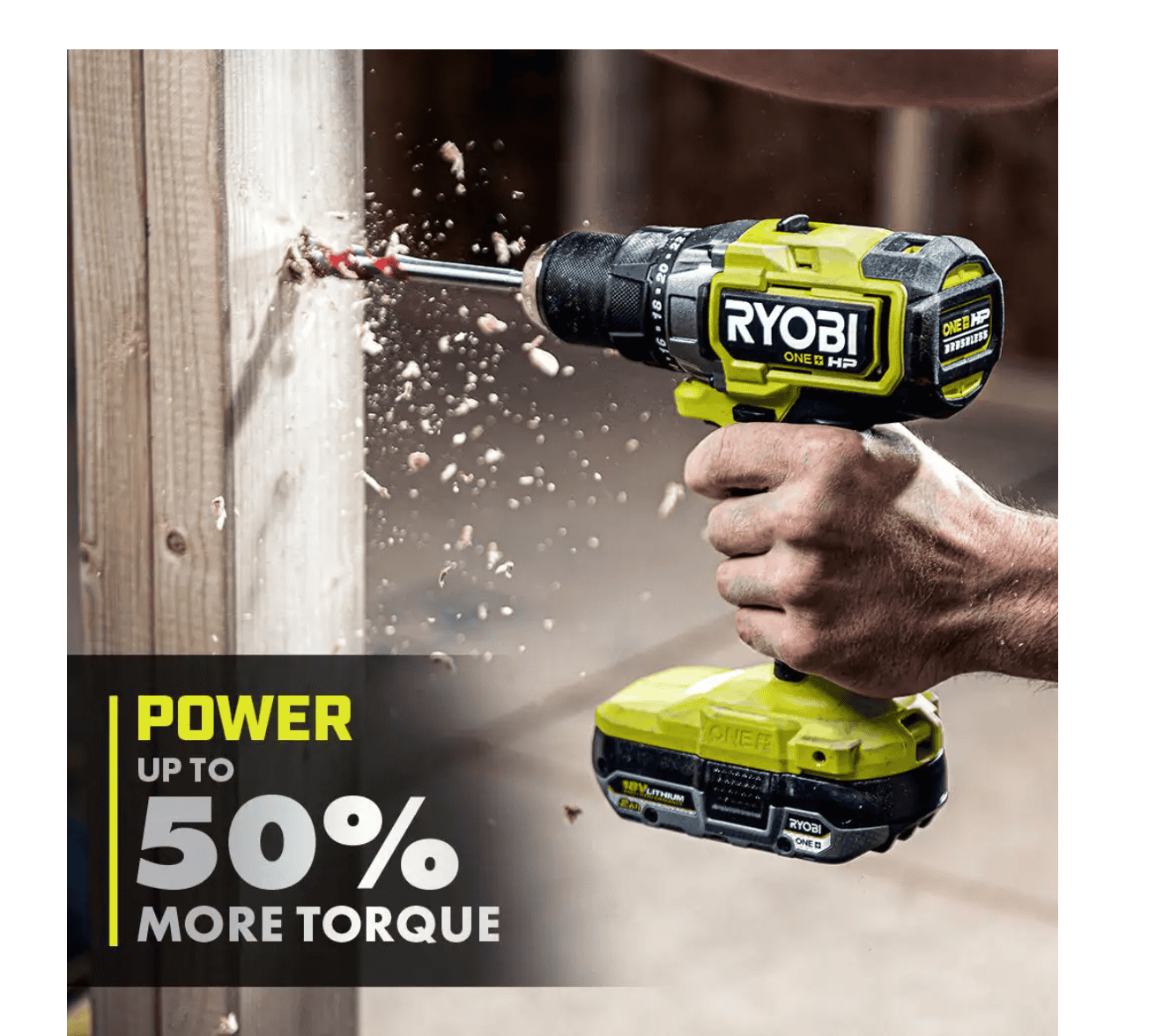 RYOBI PBLDD01K-A989504 ONE+ HP 18V Brushless Cordless 1/2 in. Drill/Driver Kit w/(2) Batteries, Charger, Bag, & Drill and Drive Kit (95-Piece)