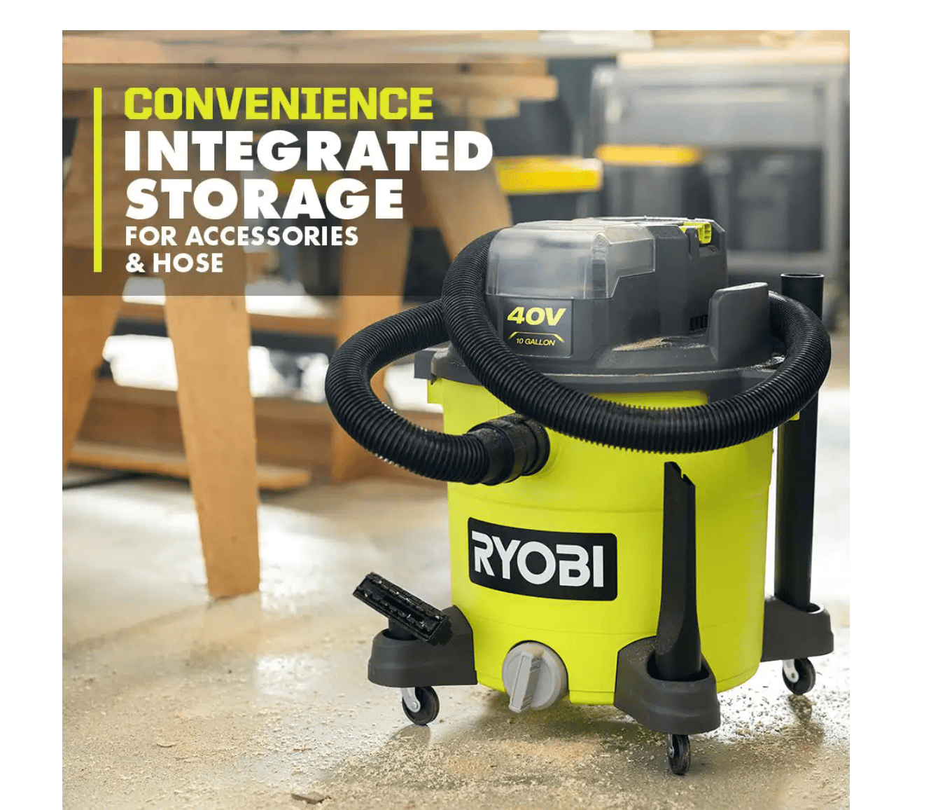 RYOBI RY40WD01B 40V 10 Gal. Cordless Wet/Dry Vacuum (Tool Only)