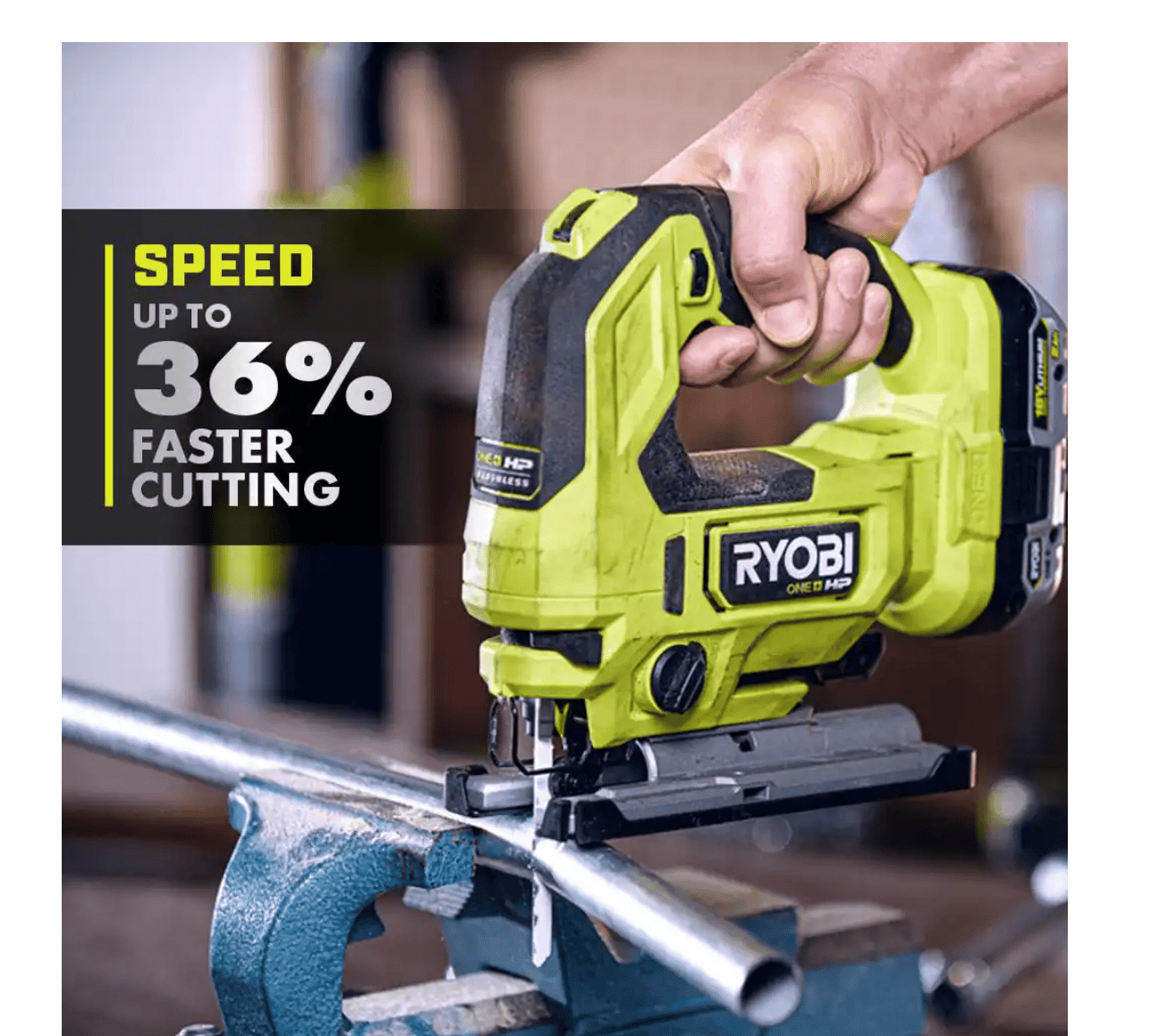 RYOBI Jig Saw PBLJS01K1 ONE+ HP 18V Brushless Cordless with 2.0 Ah HIGH PERFORMANCE Battery and Charger