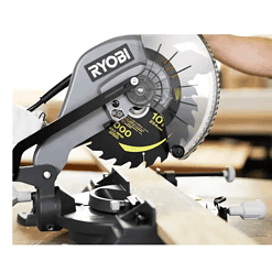 RYOBI TSS103-A181001 15 Amp 10 in. Corded Sliding Compound Miter Saw with 10 in. 24 Carbide Teeth Thin Kerf Miter Saw Blade