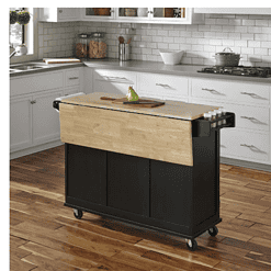 HOMESTYLES Dolly Madison Black Kitchen Cart with Natural Wood Top