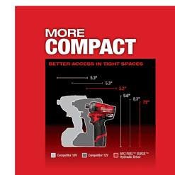 Milwaukee 2551-22-2540-20 M12 FUEL 12V Lithium-Ion Brushless Cordless SURGE 1/4 in. Hex Impact Driver and M12 23-Gauge Pin Nailer Combo Kit