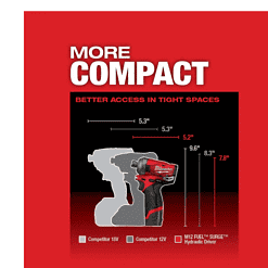 Milwaukee 2551-22-2505-20 M12 FUEL 12V Li-Ion Cordless SURGE 1/4 in. Hex Impact Driver and 4-in-1 Installation 3/8 in. Drill Driver Combo Kit