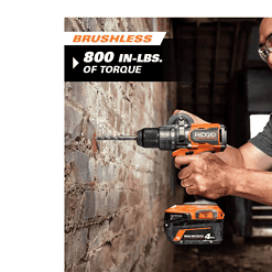 RIDGID R86115K 18V Brushless Cordless 1/2 in. Hammer Drill/Driver Kit with 4.0 Ah MAX Output Battery, 18V Charger, and Tool Bag