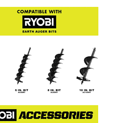 RYOBI RY40710VNM 40V HP Brushless Cordless Earth Auger with 8 in. Bit with 4.0 Ah Battery and Charger