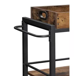 Alternative view of Benzara Brown Wood Base with Wood Top Rolling Kitchen Cart (15.7-in x 25.6-in x 33.9-in)