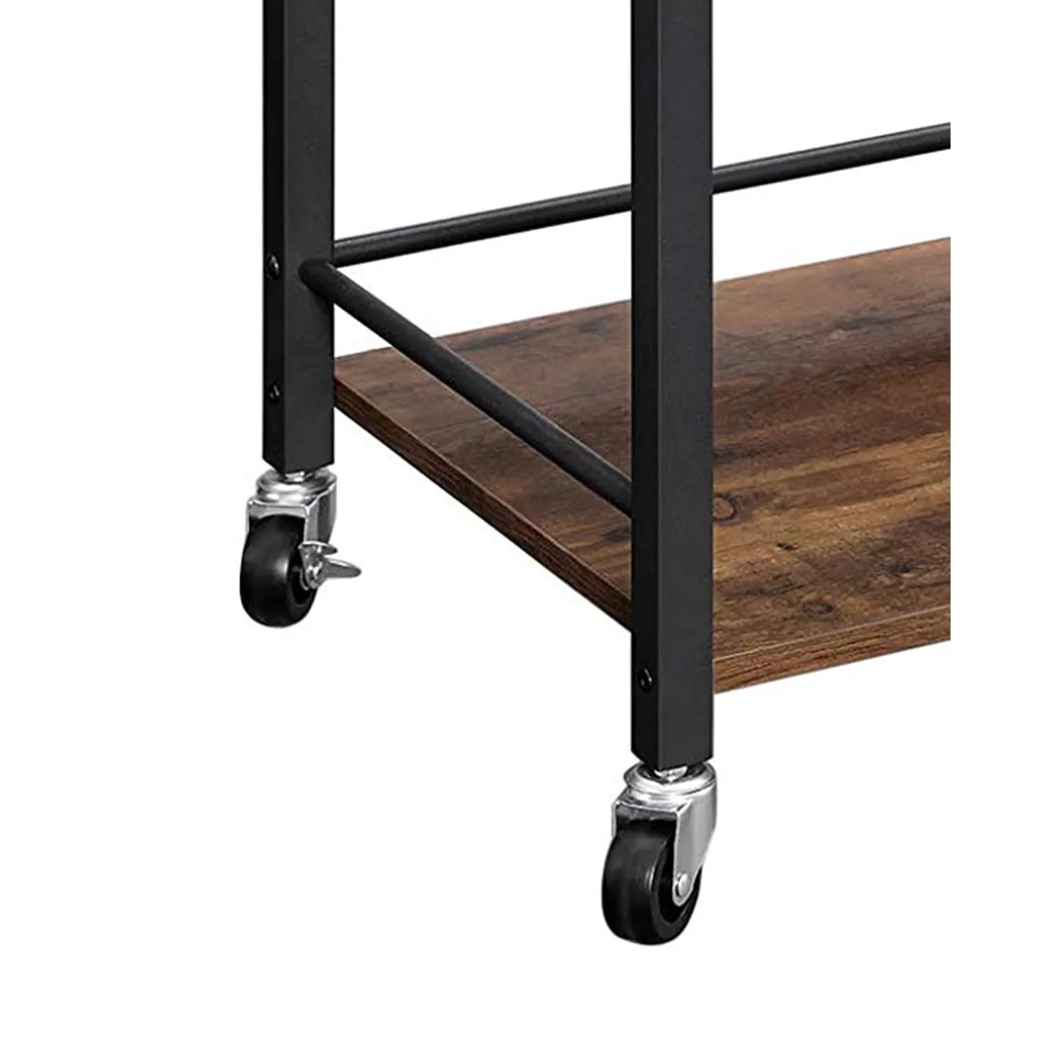Benzara Brown Wood Base with Wood Top Rolling Kitchen Cart (15.7-in x 25.6-in x 33.9-in) - Image 3