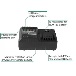 Alternative view of Metabo HPT MultiVolt 18-Volt 2-Pack Lithium-ion Power Tool Battery and Charger (Charger Included)