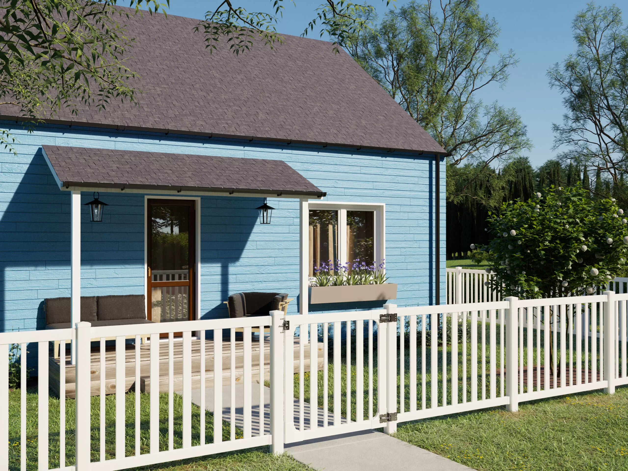 WamBam Fence 4-ft H x 4-ft W White Vinyl Flat-top Fence Gate Kit - Image 3