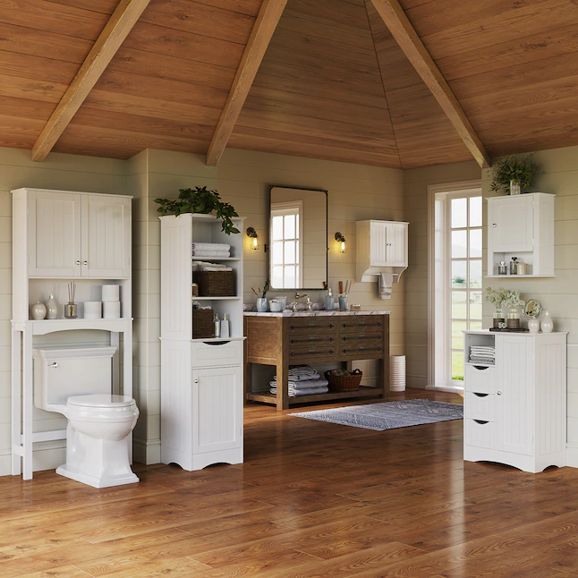 RiverRidge Ashland 27.44-in W x 64.88-in H x 7.81-in D White Over-the-Toilet Storage - Image 2