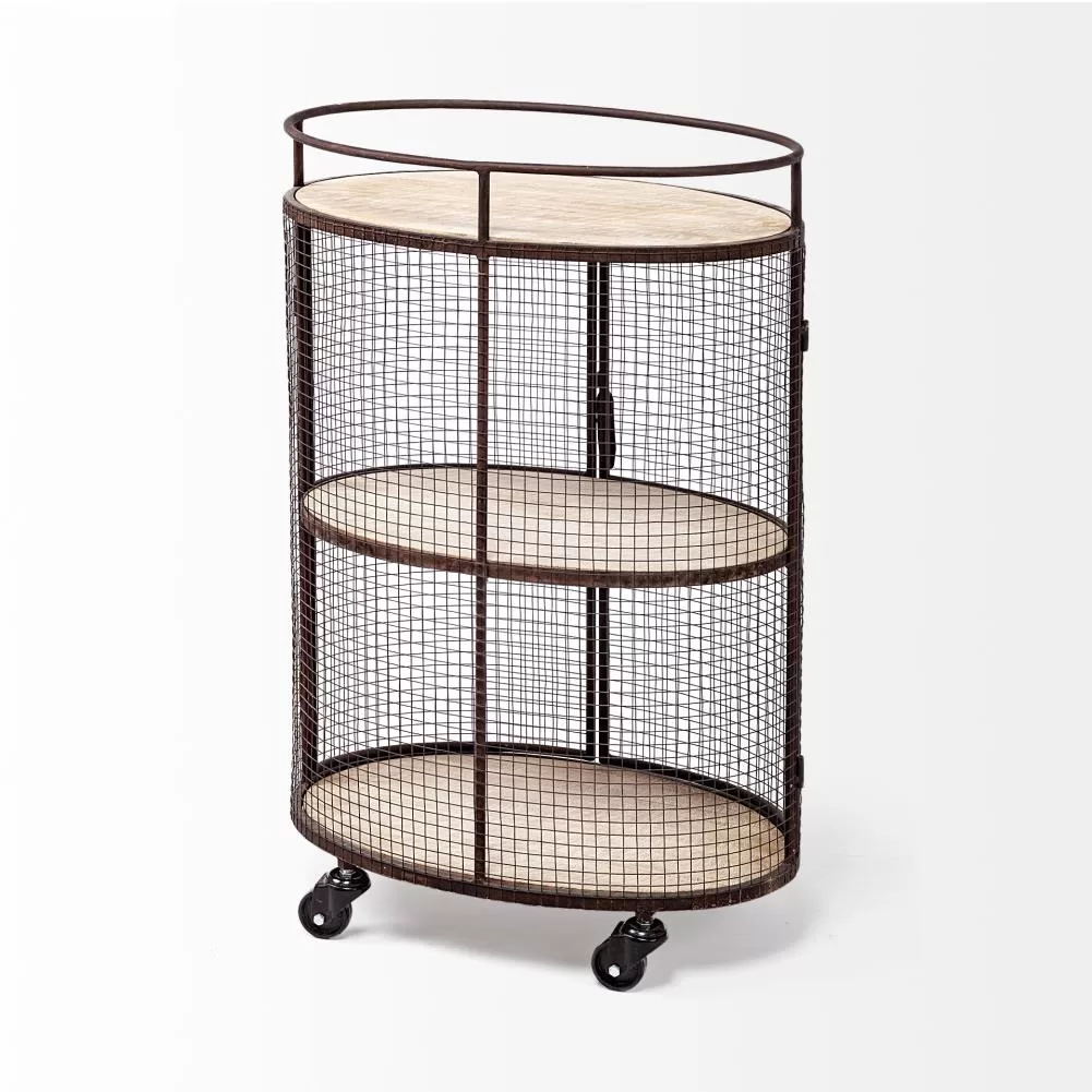 Mercana Black Metal Base with Wood Top Rolling Kitchen Cart (13.3-in x 20.3-in x 31.5-in) - Image 4