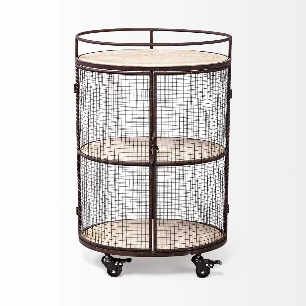 Mercana Black Metal Base with Wood Top Rolling Kitchen Cart (13.3-in x 20.3-in x 31.5-in) - Image 2