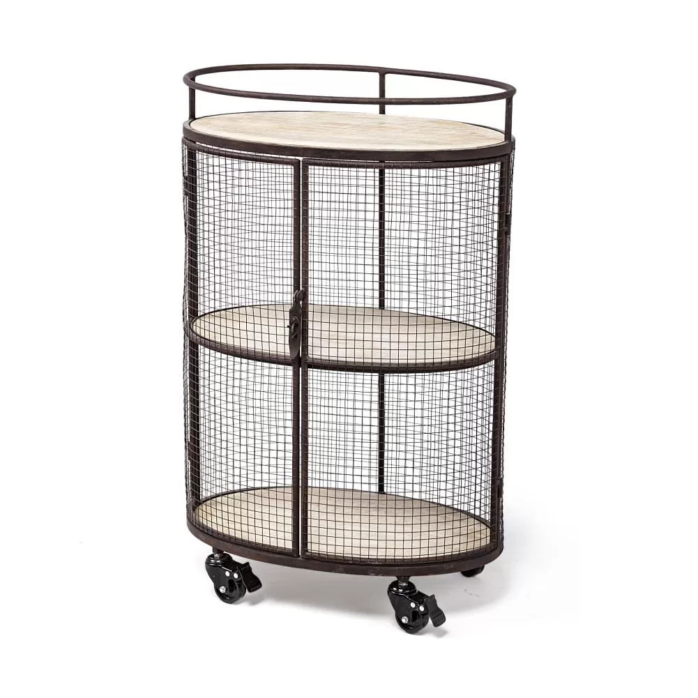 Mercana Black Metal Base with Wood Top Rolling Kitchen Cart (13.3-in x 20.3-in x 31.5-in)