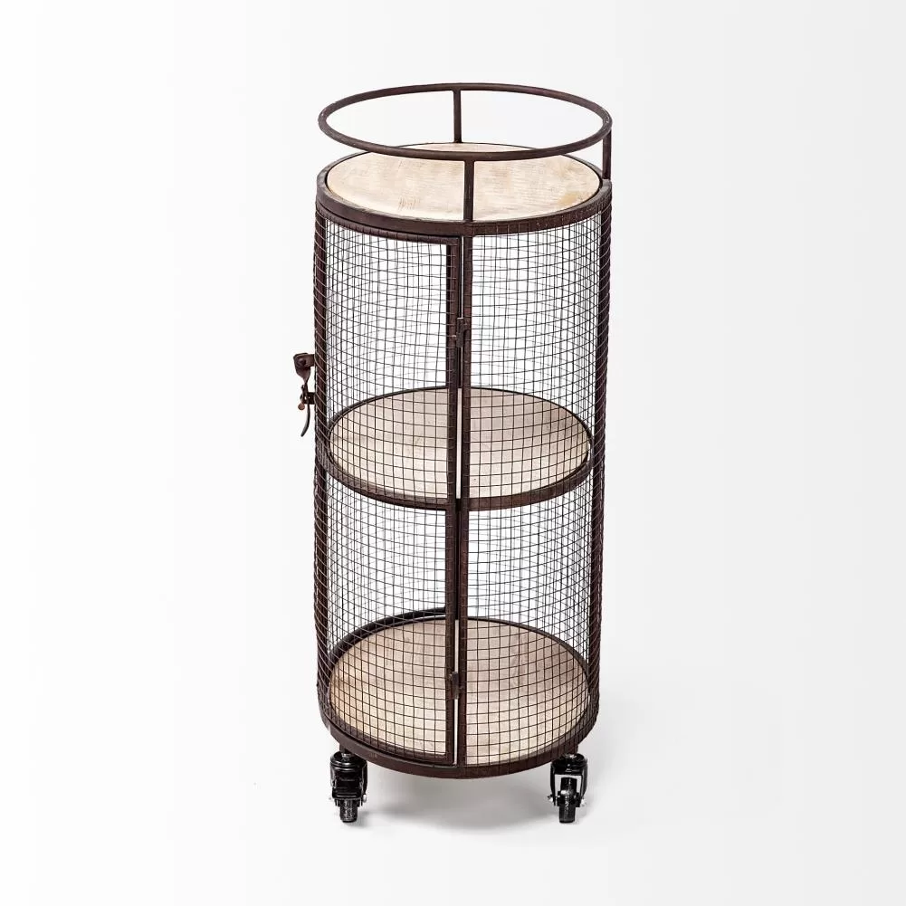 Mercana Black Metal Base with Wood Top Rolling Kitchen Cart (13.3-in x 20.3-in x 31.5-in) - Image 3