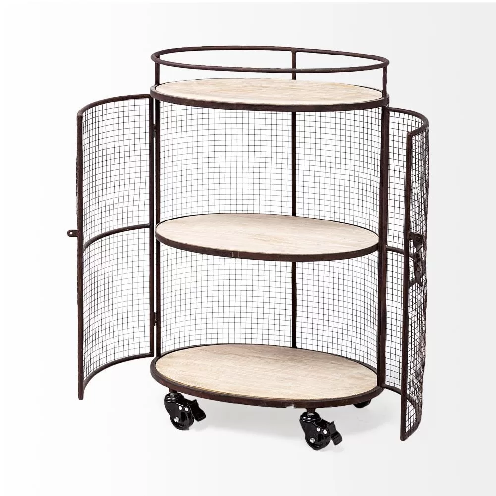Mercana Black Metal Base with Wood Top Rolling Kitchen Cart (13.3-in x 20.3-in x 31.5-in) - Image 5