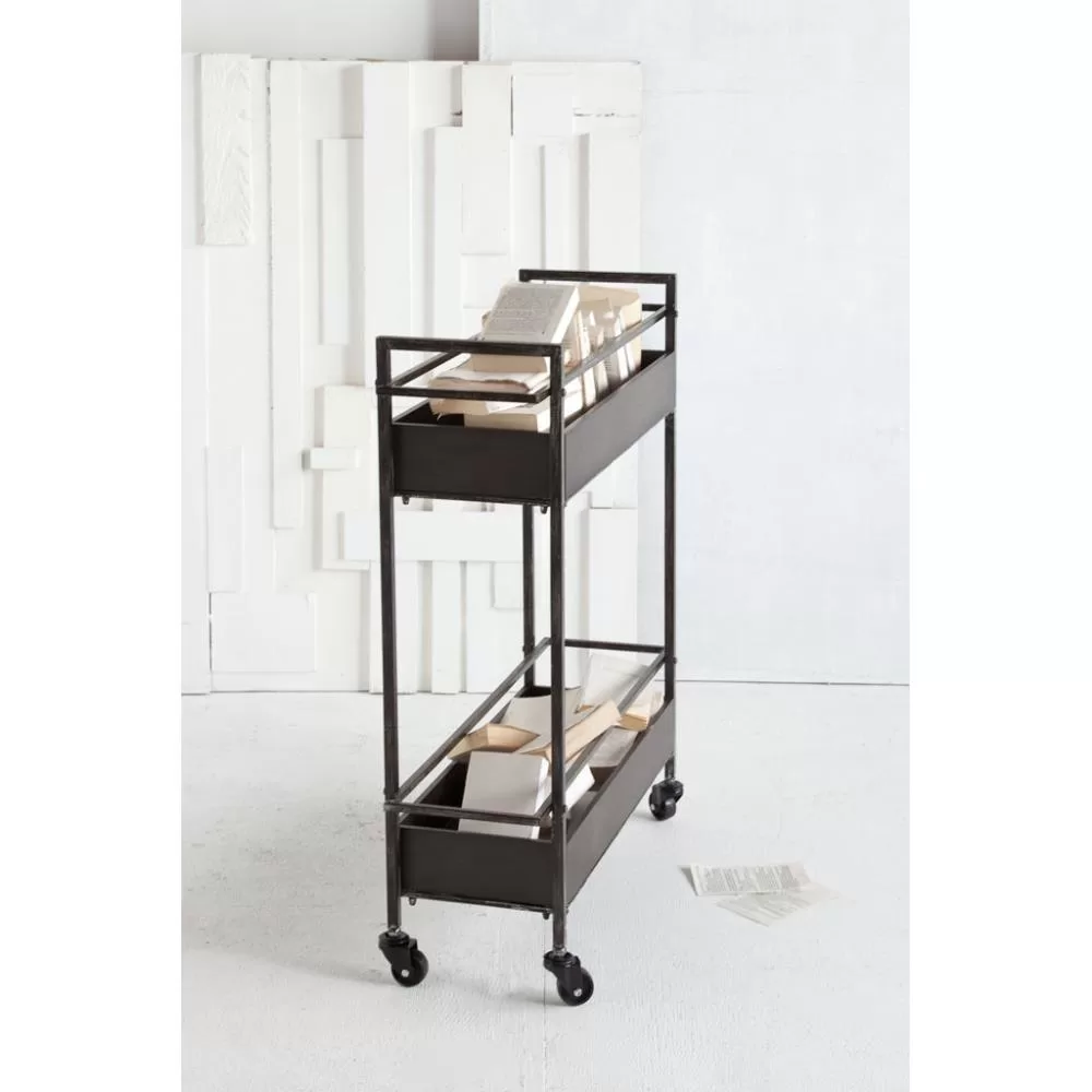 Mercana Gray Metal Base with Cast Aluminum Top Rolling Kitchen Cart (10-in x 32-in x 35-in) - Image 4