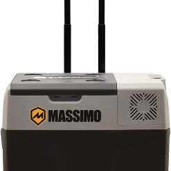 E-Kooler Bluetooth Battery-Powered Portable Iceless Travel Cooler with Wheels & Sliding Handle (40 Liter, Gray)