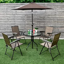 Costway 4PCS Folding Sling Chairs Steel Armrest Patio Garden Camping W/Adjustable Back