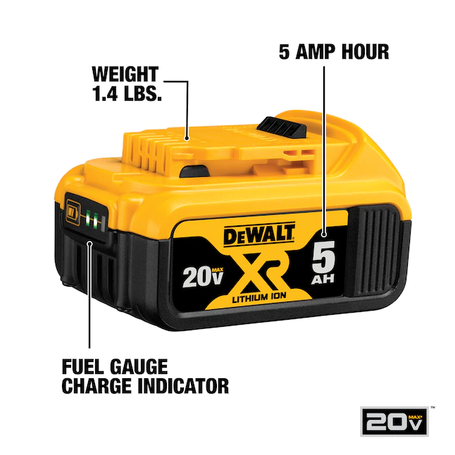 DEWALT DCB205-2CK 20V Max Battery Starter Kit with 2 Batteries, 5.0Ah - Image 4