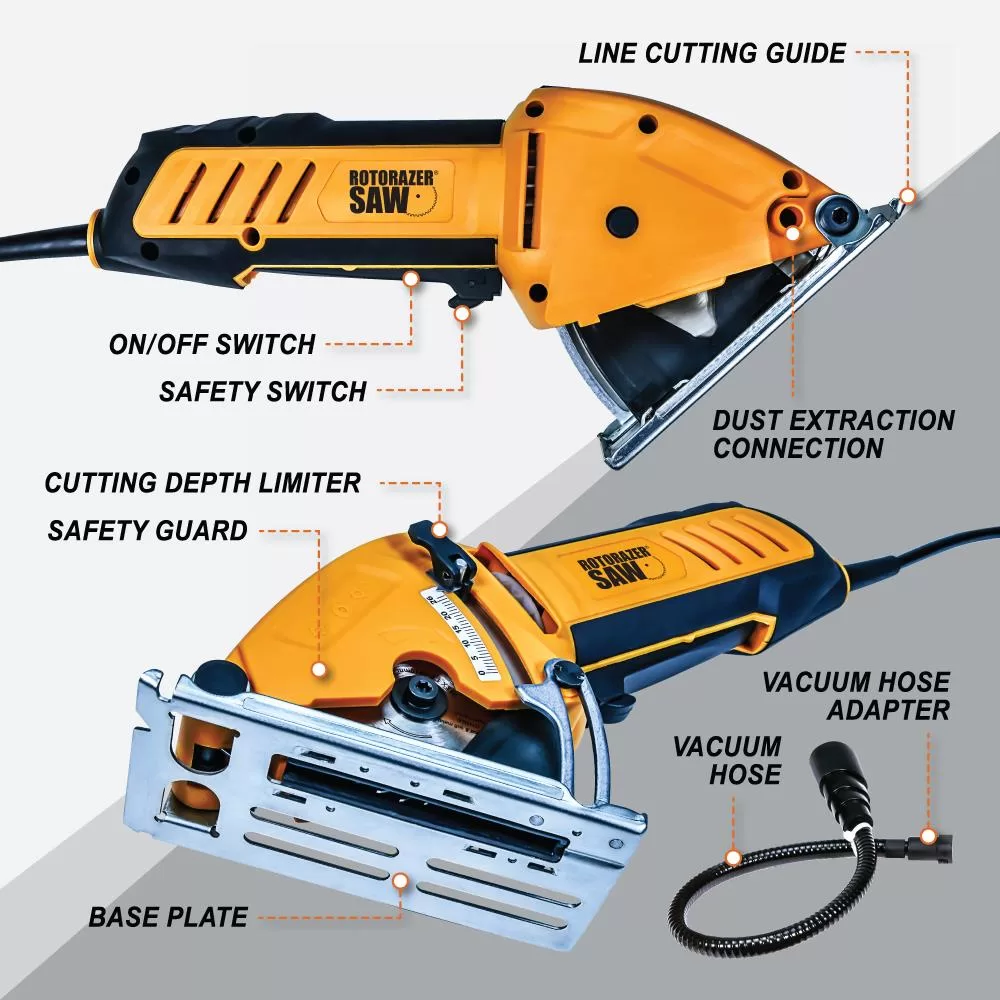 RotoRazer 3-1/2-in Worm Drive Corded Compact Saw Circular Saw - Image 5