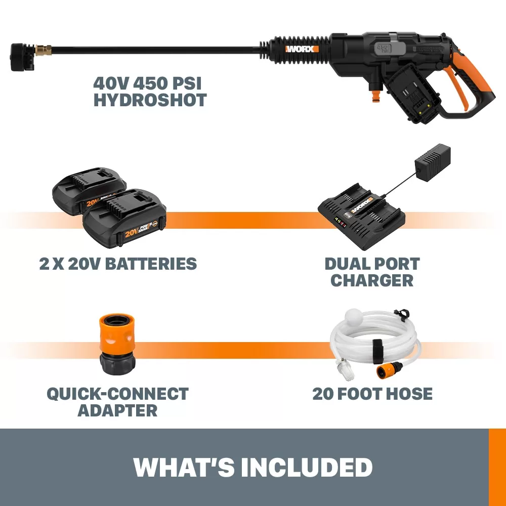 WORX WG644 POWER SHARE 450 PSI 0.9-Gallon-GPM Cold Water Electric Pressure Washer - Image 5
